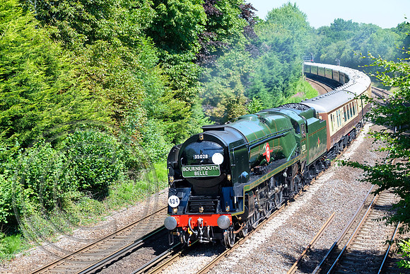 July 2017 - 35028 Clan Line at Lymington Junction on 5th July 2017.