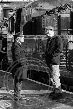 Crew enjoy a chat Ramsbottom 11032019 B&W - DSCF1725
