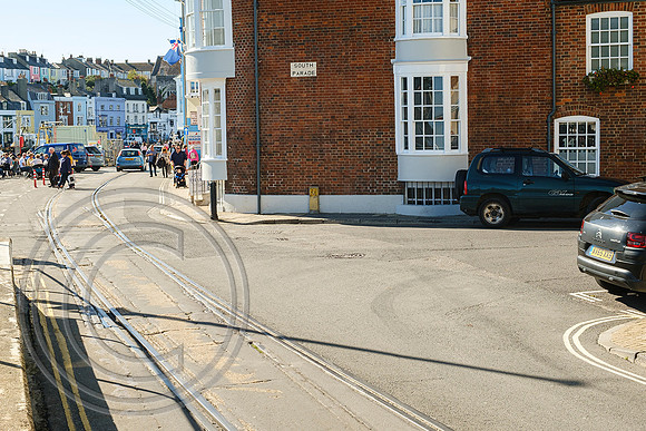 Track at Custom House Quay and South Parade road junction Weymouth Harbour Tramway 27092020 - DSCF6365