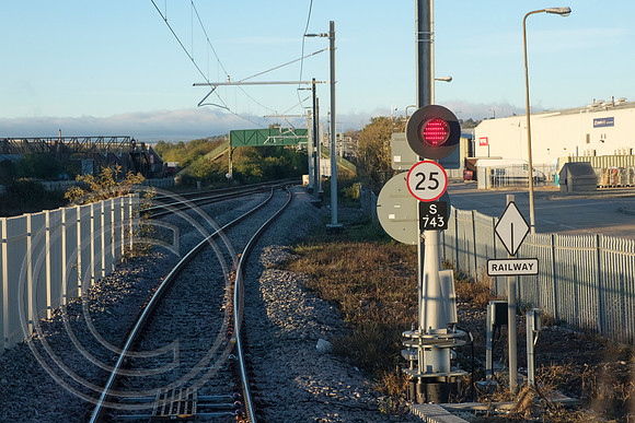 View towards Sheffield from cab of 399204 Rotherham Parkgate Tram Train Launch 25102018 - DSCF7061
