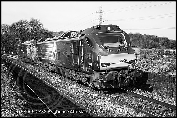 88006+68006 0Z88 Brighouse 04032025 B&W - DSCF2590